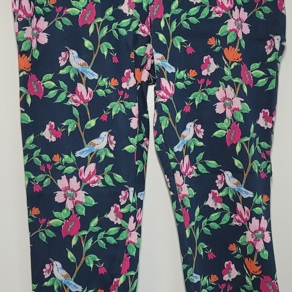 Time and Tru Aviar And Floral Pants Pull On Cropped Jeans 12/14 Large - Picture 4 of 8
